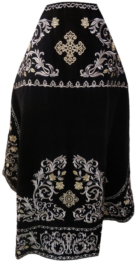 Priest Vestment, Embroidered on Velvet, Embroidery "Rose" with Embroidered Galloon