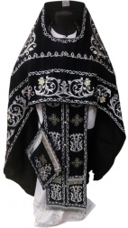 Priest Vestment, Embroidered on Velvet, Embroidery "Rose" with Embroidered Galloon