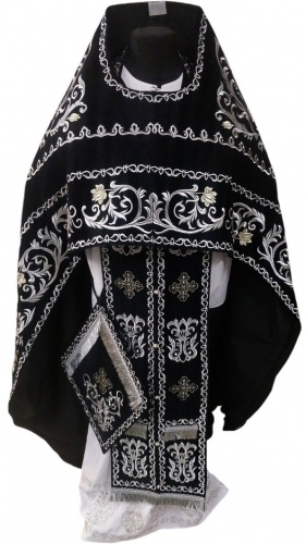 Priest Vestment, Embroidered on Velvet, Embroidery "Rose" with Embroidered Galloon