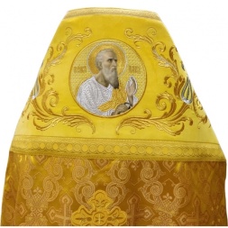 Priest Vestments, Combined Brocade "Openwork Cross", with Embroidered Yoke, Embroidery "New Pattern"