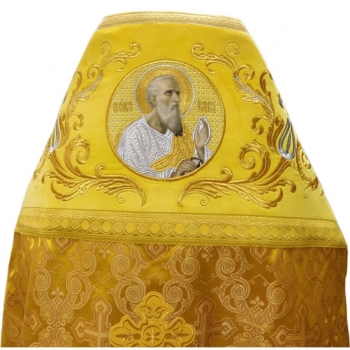 Priest Vestments, Combined Brocade "Openwork Cross", with Embroidered Yoke, Embroidery "New Pattern"