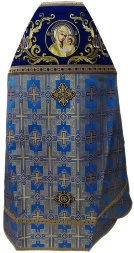 Priest Vestment Combined from Brocade "Pokrovsky Cross", with Embroidered Epitrachelion, Embroidery "New Pattern"