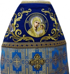 Priest Vestment Combined from Brocade "Pokrovsky Cross", with Embroidered Epitrachelion, Embroidery "New Pattern"