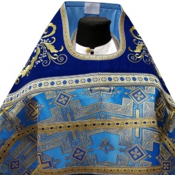 Priest Vestment Combined from Brocade "Pokrovsky Cross", with Embroidered Epitrachelion, Embroidery "New Pattern"