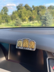 Car Triple Icon (Arch) (Metal, Gold Color) 4.8×2.6 cm No. 10-28