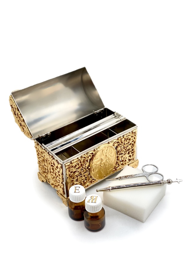 Baptismal Box, Nickel-Gold 15×8×13