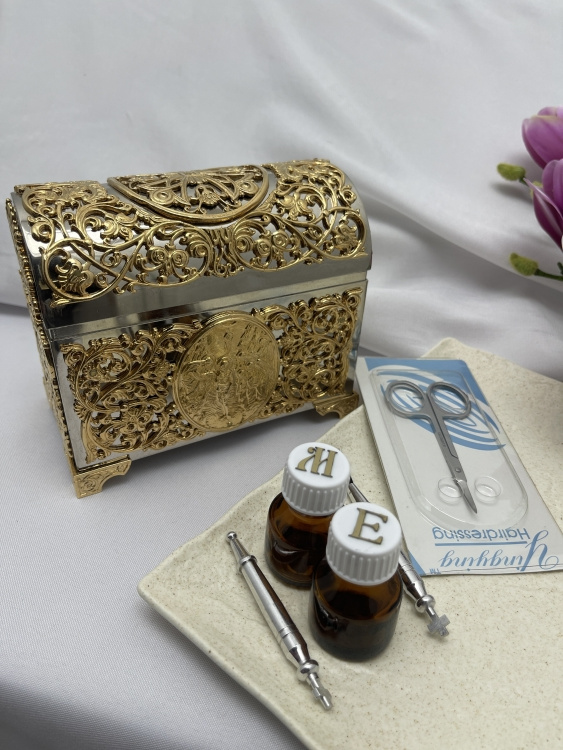 Baptismal Box, Nickel-Gold 15×8×13