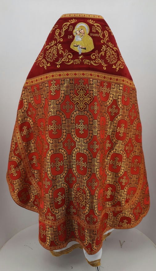 Priest Vestments, combined, made of brocade, with embroidered epitrachelion and icon of the Mother of God "Pochaev"