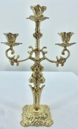 Table Candle Holder for 3 Candles, Brass, No. 11–1