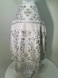 Priest Vestments, Embroidered on Brocade, Embroidered Center, with Embroidered Galloon