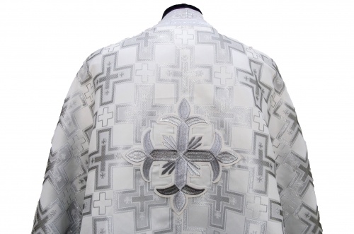 Priest Vestments Greek Style, Brocade Fabric "Patriarchal Cross" with Sewn Braid