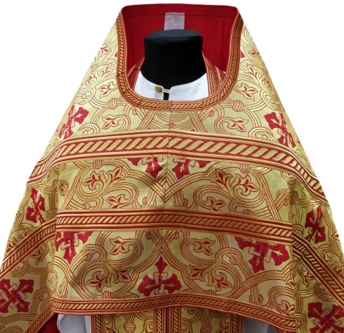 Priest Vestments Made of Greek Brocade with Sewn Galloon