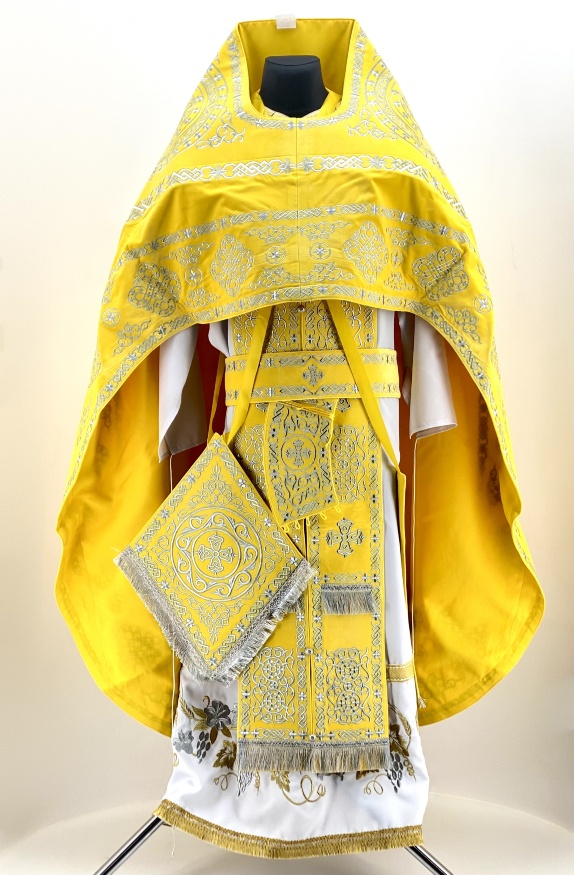 Vestments for Priest, Embroidered on Velvet, Embroidery "Circle" with Embroidered Galloon