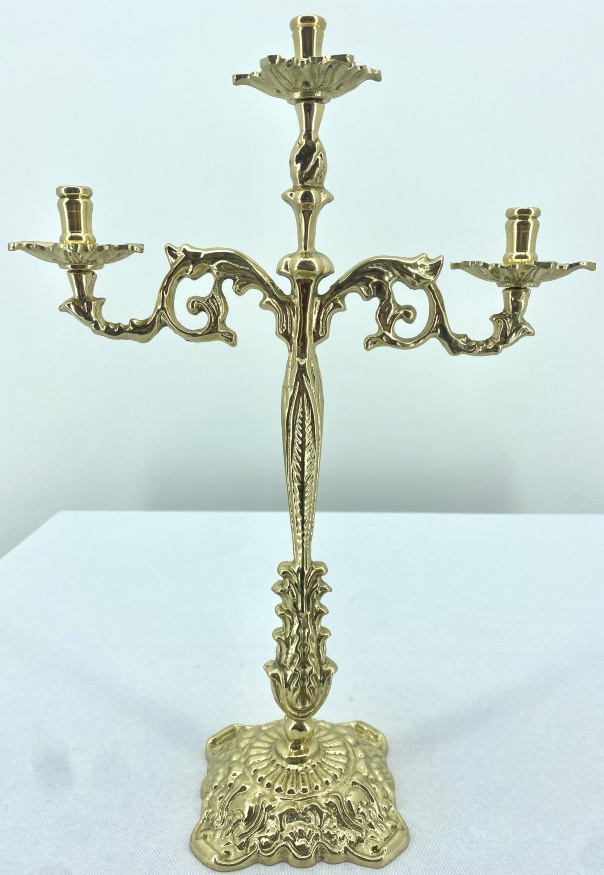 Table Candle Holder for 3 Candles, Brass, 33.5×25 No. 12-1