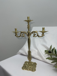 Table Candle Holder for 3 Candles, Brass, 33.5×25 No. 12-1