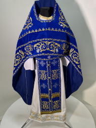 Priest Vestments, Embroidered on Velvet, "Rose" Embroidery with Embroidered Galloon