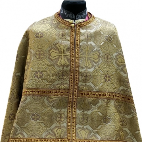 Priest Vestments, Greek Style, Brocade Fabric with Sewn Galloon