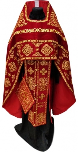 Priest Vestments, Embroidered on Velvet, Embroidery "Circle" with Embroidered Galloon