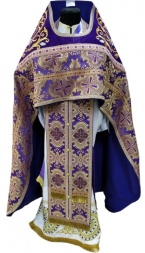 Priest Vestments Combined from Brocade "Paschal Cross", with Embroidered Epitrachelion, Embroidery "Rose"