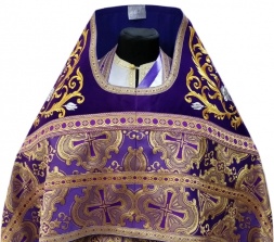 Priest Vestments Combined from Brocade "Paschal Cross", with Embroidered Epitrachelion, Embroidery "Rose"