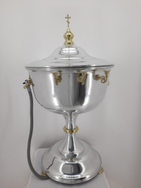 Holy water bowls. Baptismal font. Tanks for holy water.