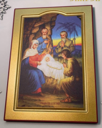 Icons printed on a wooden panel