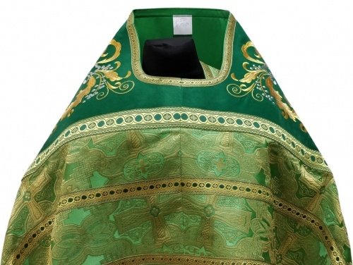 Veșmânt preoțesc combinat din brocart „Crucea Bizantină”, cu epitrahil brodat, broderie „Model Nou”