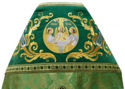 Veșmânt preoțesc combinat din brocart „Crucea Bizantină”, cu epitrahil brodat, broderie „Model Nou”