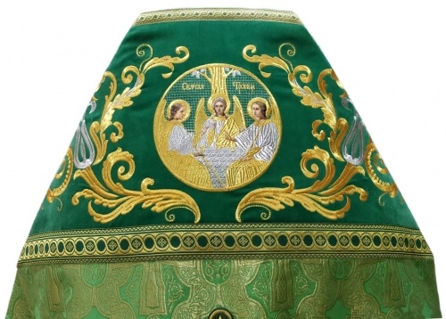 Veșmânt preoțesc combinat din brocart „Crucea Bizantină”, cu epitrahil brodat, broderie „Model Nou”