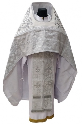 Veșmânt preoțesc combinat din brocart „Crucea Bizantină”, cu epitrahil brodat, broderie „Trandafir”