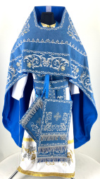 Veșminte preoțești brodate pe alb, broderie „Trandafir” cu galon brodat