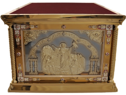 Veșmânt pentru Sfânta Masă exterior: 129х129х104см; interior: 100х100см aluminiu turnat, aurire