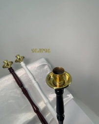 Sfeșnic Diaconesc, de mână, (mâner sculptat din lemn) 59cm