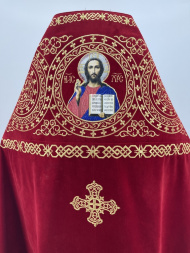 Veșmânt preoțesc brodat pe catifea, broderie „Cerc” cu galon brodat