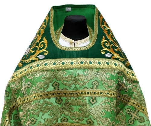 Veșmânt preoțesc combinat din brocart „Cruce ajurată”, cu epitrahil brodat, broderie „Trandafir”