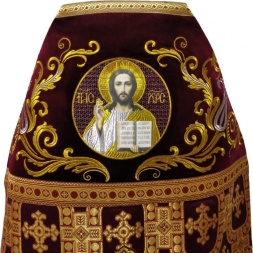 Veșmânt preoțesc combinat din brocart „Crucea împărătească”, cu epitrahil brodat, broderie „Broderie nouă”