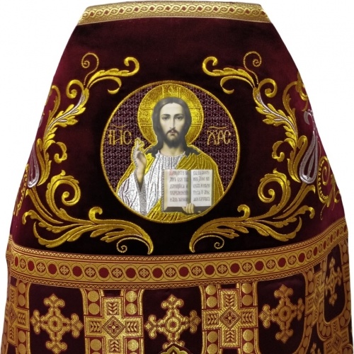 Veșmânt preoțesc combinat din brocart „Crucea împărătească”, cu epitrahil brodat, broderie „Broderie nouă”