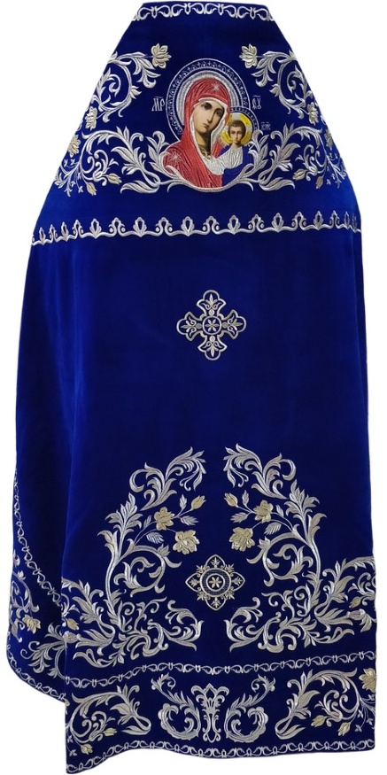 Veșmânt preoțesc brodat pe catifea, broderie „Trandafir” cu galon brodat