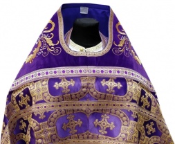 Veșmânt combinat din brocart de culoare violet cu umăr brodat Țesătură "cruce împărătească" Broderie "model nou"