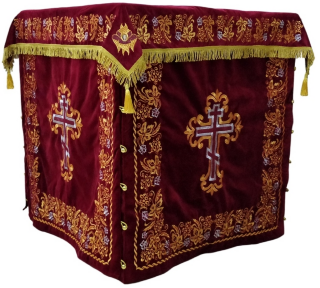 Veșmânt pentru altar cu 4 cruci, cu broderie largă