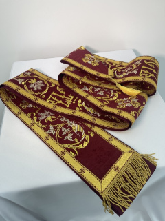 Orar brodat, cu galon aplicat, broderie frunză