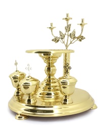 Taler turnat, din alamă, diametru 31cm, înălțime 38cm, No. 1