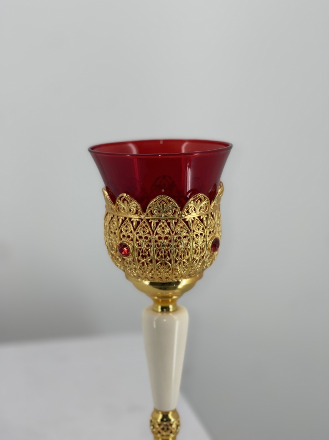 Candelă de altar, înălțime 29cm, inserție ceramică