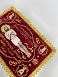 Epitaf al Mântuitorului 70x50cm (în limba ucraineană) țesătură catifea, broderie „Antimis”, Mântuitor în stil academic