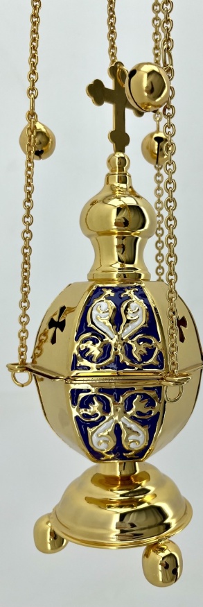 Căţuie hexagonală, aur, cu email colorat, cu clopoţei