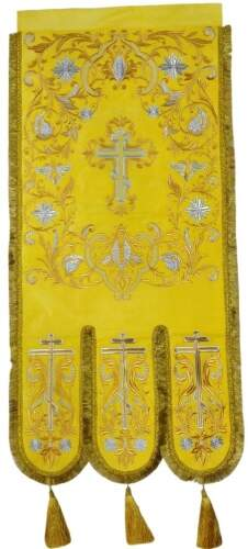 Steaguri bisericești brodate (pereche), broderie nouă, icoană brodată, cruce cu broderie