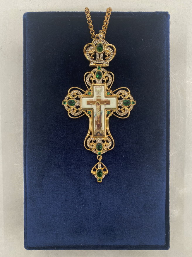 Cruce pectorală 15×7,5cm, placată cu aur