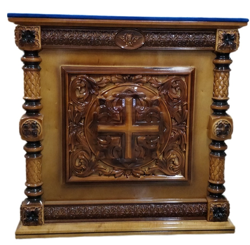 Jertfelnic din lemn, de colț 102×61 cm (înălțime 106 cm)