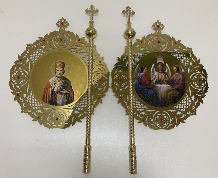 Prapori metalici, (rotunzi, cu plasă) pereche 92x54cm