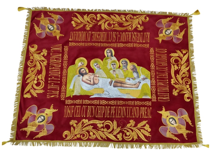 Plasceviță brodată pe catifea (Heruvimi noi) (broderie Noul Spic, cu cei ce stau înainte) 156х130